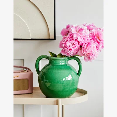 Rose & Grey Large Emerald Green Vase