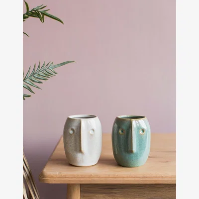 Rose & Grey Little Face Vase - Two Colours Available