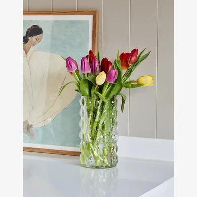 Rose & Grey Large Glass Vase with Bubbles