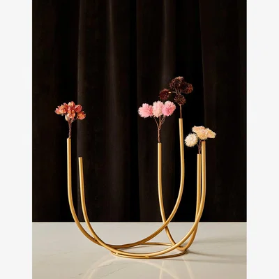 Rose & Grey Large Brass Stem Vase