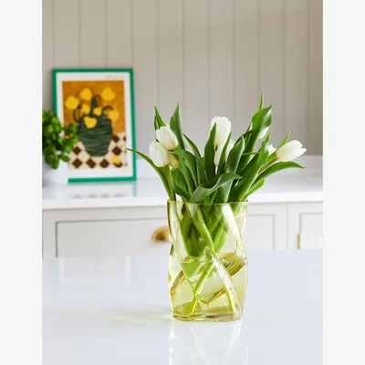Rose & Grey Yellow Twisted Glass Vase