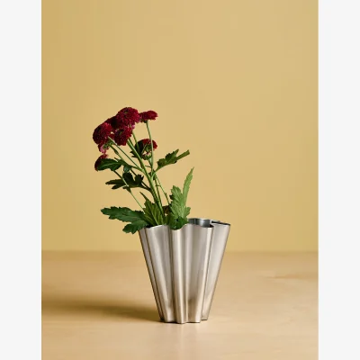 Rose & Grey Brushed Silver Pleat Vase