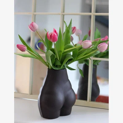 Rose & Grey Cheeky Vase - Brown