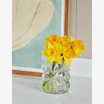 Rose & Grey Glass Vase with Bubbles