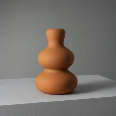 Sazy Totem Ceramic Flower Vase, Medium, Terracotta