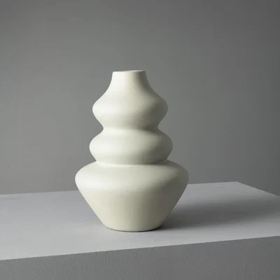 Sazy Totem Ceramic Flower Vase, Medium, Cream