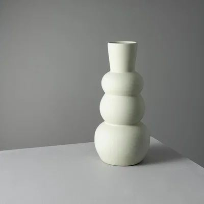 Sazy Totem Ceramic Flower Vase, Large, Cream