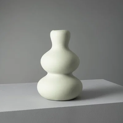 Sazy Totem Ceramic Flower Vase, Small, Cream