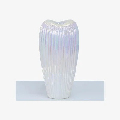 Teddy Beau Deco Home Pearl Pink Ribbed Vase