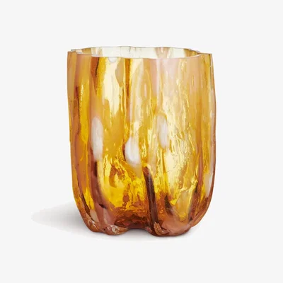 Tobias Oliver Kosta Boda | Crackle Vase | Amber Flamingo