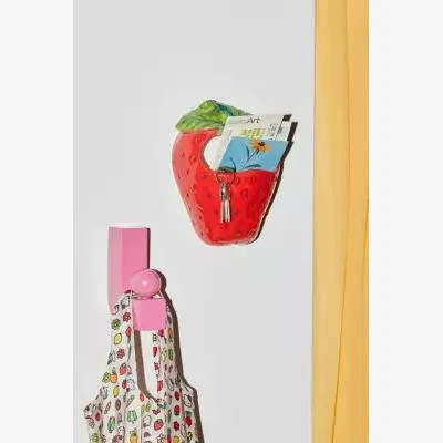 Urban Outfitters Strawberry Wall Pocket Vase - Red L: 15cm x W: 9.9cm x H: 20.1cm at Urban Outfitters