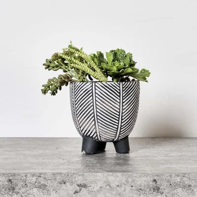 Woods Furniture Cement Leaf Vein Pot - Small