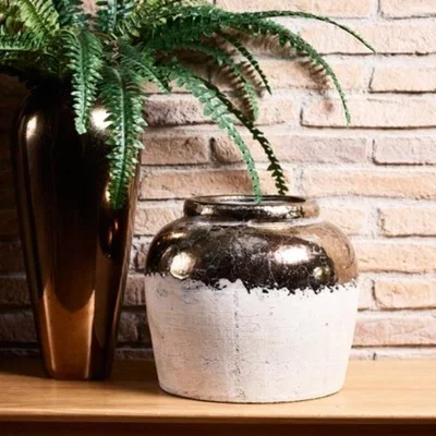 Woods Furniture Rustic Bronze Large Squat Vase