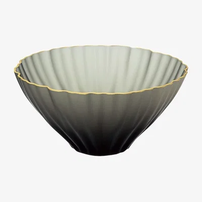 Wolf & Badger Kikka Handcrafted Glass Bowl With Gold Rim - Grey 3.9" | Sghr Sugahara