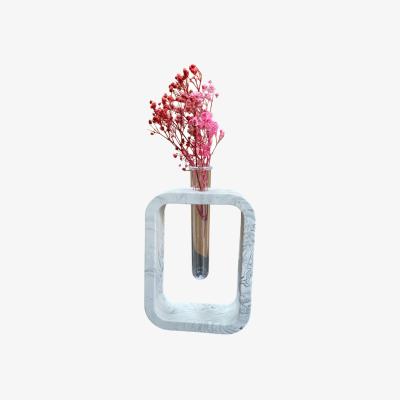 Wolf & Badger Block Vase - White Marbled By Shax