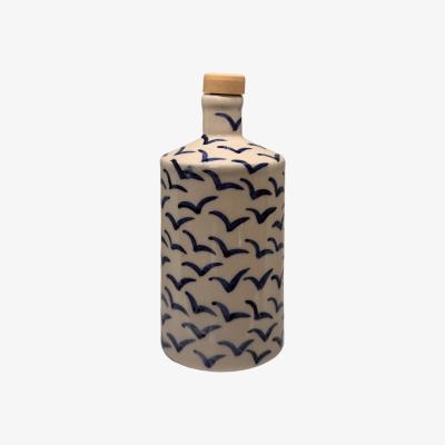 Wolf & Badger Blue / White Artisan Crafted Ceramic Navy Birds Bottle And Vase Black and Wild