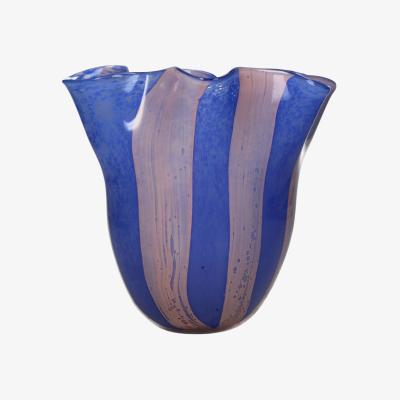 Wolf & Badger Blue / Pink / Purple Striped Scalloped Blue And Pink Glass Vase | Casabyjj