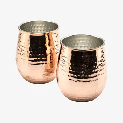 Wolf & Badger Brown Hammered Copper Tumblers Set - Two Pieces | Anatoliacraft