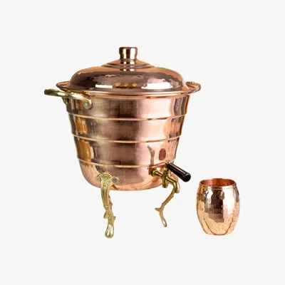 Wolf & Badger Neutrals Elegant Copper Beverage Dispenser And Mug Set - Handmade Solid Copper | Anatoliacraft