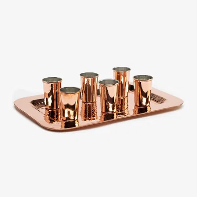 Wolf & Badger Neutrals Handcrafted Copper Shot Glass Set With Tray | Vintage-Inspired Drinkware & Bar Décor | Anatoliacraft