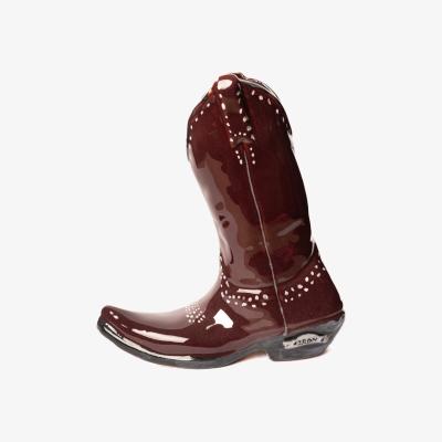 Wolf & Badger Red Texan Boot Vase Bordeaux, Cowboy Love Texas | One Size | Generazione Zordan