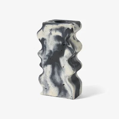 Wolf & Badger Concrete Wavy Vase - Black & White Smith & Goat