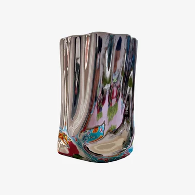 Wolf & Badger Metallic Silver Bag Vase Quillattire
