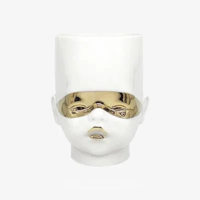 Wolf & Badger Gold / White Oh Baby Zorro Vase Cup, White With Gold Marion Isabelle Varik