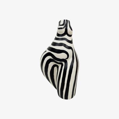 Wolf & Badger Black / White Zebra Stripe Womens Body Vase Quillattire