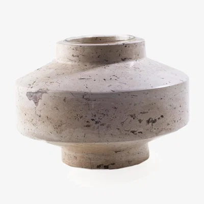 Wolf & Badger Neutrals Girovago Marble Travertine Vase And Jacob