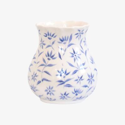 Wolf & Badger Sunburst Floral Short Scallop Vase - Blue Rosanna Corfe