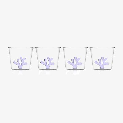 Wolf & Badger Pink / Purple A Set Of Four Borosilicate Glass Water Tumblers In Lilac | Sprezz
