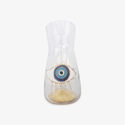 Wolf & Badger White Nora Hand-Painted Evil Eye Carafe | Casa Duniya