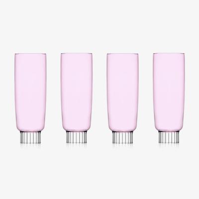 Wolf & Badger Pink / Purple / Rose Gold Blush Pink Champagne Flutes - Set Of Four | Sprezz