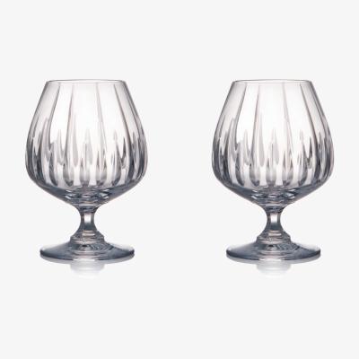 Wolf & Badger Pair Of Crystal Skylight Brandy Balloon Glasses | Eliská
