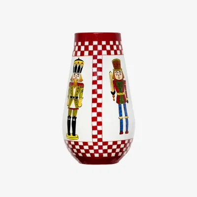 Wolf & Badger Red / Green / Yellow Xmas Nut Cracker Handmade Ceramic  Big Vase | Feeling Good Inside