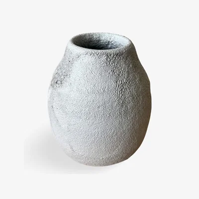 Wolf & Badger Grey Gray Round Crater Vase Gina Desantis Ceramics