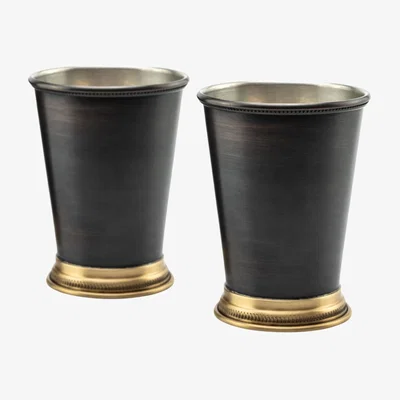 Wolf & Badger Black Dark Copper Tumblers With Brass Detailing - Two Pieces | Anatoliacraft