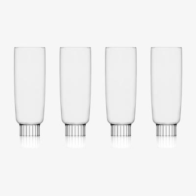 Wolf & Badger Neutrals / White Stemless Champagne Flutes - Set Of Four - Clear | Sprezz