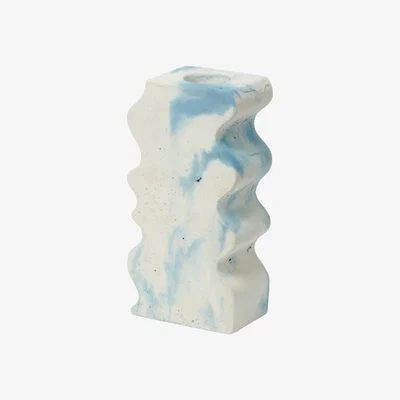 Wolf & Badger Blue / White Concrete Wiggle Vase - Blue And White Smith & Goat