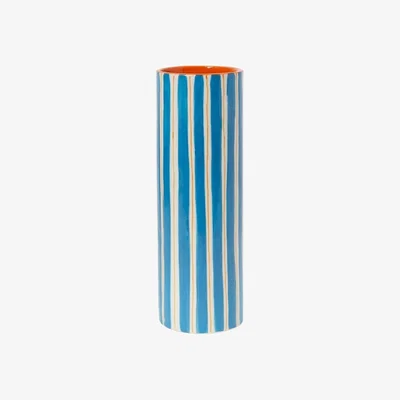 Wolf & Badger Blue / White / Yellow Amalfi Coast Vase | Casabyjj
