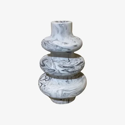 Wolf & Badger White Marbled Squiggly Vase By Shax