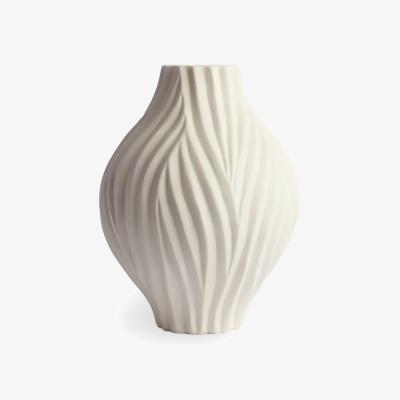 Wolf & Badger White Large Deeply Carved Vase One Size Michelle Williams Ceramics