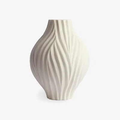 Wolf & Badger White Large Deeply Carved Vase One Size Michelle Williams Ceramics