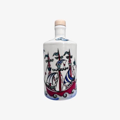 Wolf & Badger Artisan Crafted Ceramic Mediterranean Sailboat Bottle And Vase In Red | Black and Wild