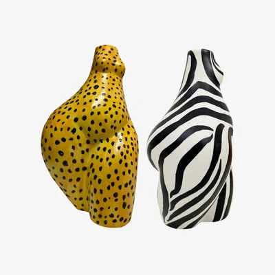Wolf & Badger White / Black / Yellow Yellow Leopard & Zebra Booty Vase Multi Pack Quillattire
