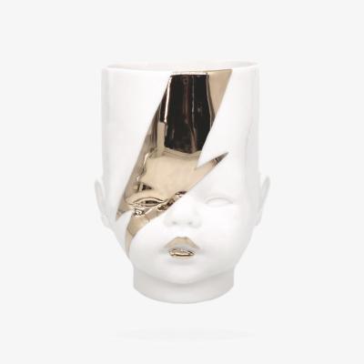 Wolf & Badger Gold / White Oh Baby David Bowie Vase Cup, White With Gold Marion Isabelle Varik