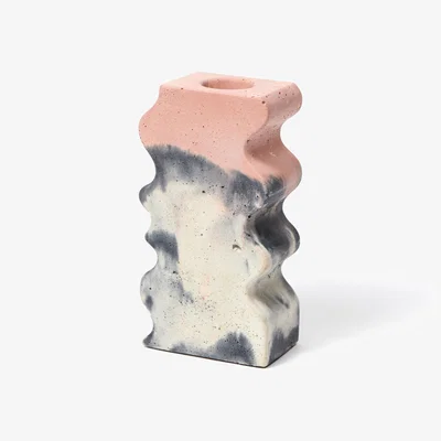 Wolf & Badger Black / Pink / Purple Concrete Wiggle Vase - Blush Pink, Charcoal & White Smith & Goat