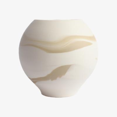 Wolf & Badger White / Brown / Neutrals Small Round Marbled Vase - Taupe Michelle Williams Ceramics
