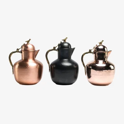 Wolf & Badger Premium Hand-Hammered Copper Water Pitcher With Lid - Matte Black & Dark Copper Finish | Anatoliacraft